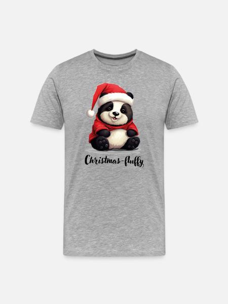 Christmas, Panda bear, chubby panda, fluffy - Men's Premium Organic T-Shirt - heather grey