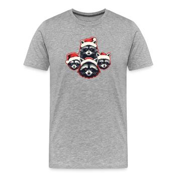 Raccoon Santa Hat Quartet Christmas - Men's Premium Organic T-Shirt - heather grey - Front - Damien (186cm)