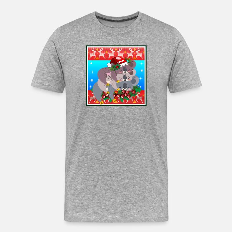 HÄSSLICHER WEIHNACHTSPULLOVER - KOALA BEAR FAMILY - Männer Premium Bio T-Shirt - Grau meliert