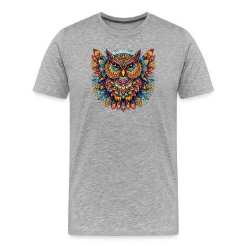 Eule mit Mandalas verziert - Männer Premium Bio T-Shirt - Grau meliert - Vorne - Damien (186cm)