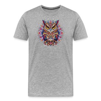 Eule mit Mandalas verziert - Männer Premium Bio T-Shirt - Grau meliert - Vorne - Damien (186cm)