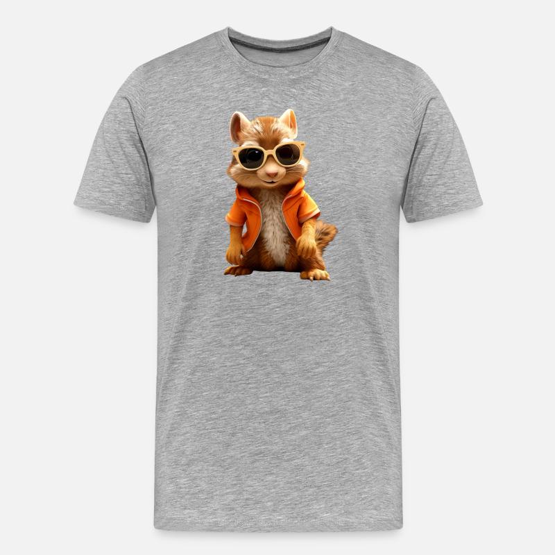 Eichhörnchen Sonnenbrille Ich Liebe Eichhörnchen - Männer Premium Bio T-Shirt - Grau meliert