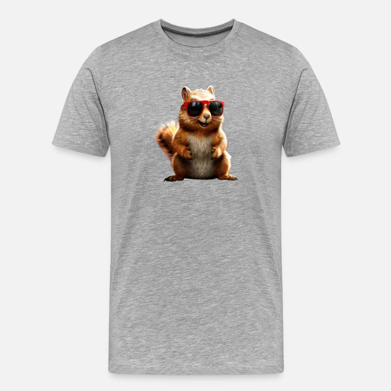 Eichhörnchen Sonnenbrille Ich Liebe Eichhörnchen - Männer Premium Bio T-Shirt - Grau meliert