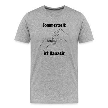 Sommerzeit ist Bauzeit - Männer Premium Bio T-Shirt - Grau meliert - Vorne - Damien (186cm)