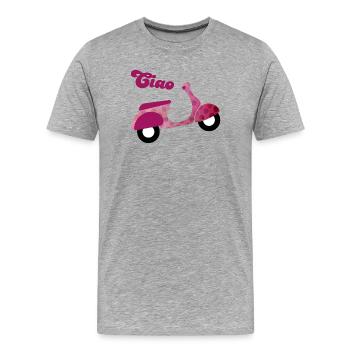 Scooter Ciao Italy Holiday Point Dots Joie de vivre - Men's Premium Organic T-Shirt - heather grey - Front - Damien (186cm)