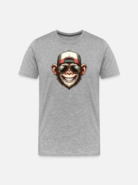 Funny Monkey - Men's Premium Organic T-Shirt - heather grey