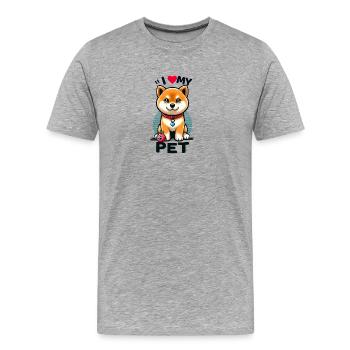 J’aime mon animal de compagnie - T-shirt bio Premium Homme - gris chiné - Devant - Damien (186cm)