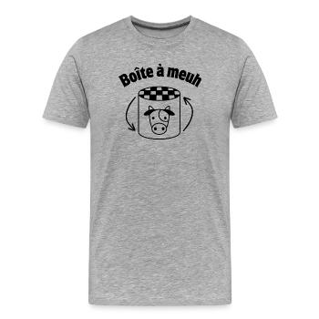 vache, jouet, boîte à vache, boîte à meuh - T-shirt bio Premium Homme - gris chiné - Devant - Damien (186cm)
