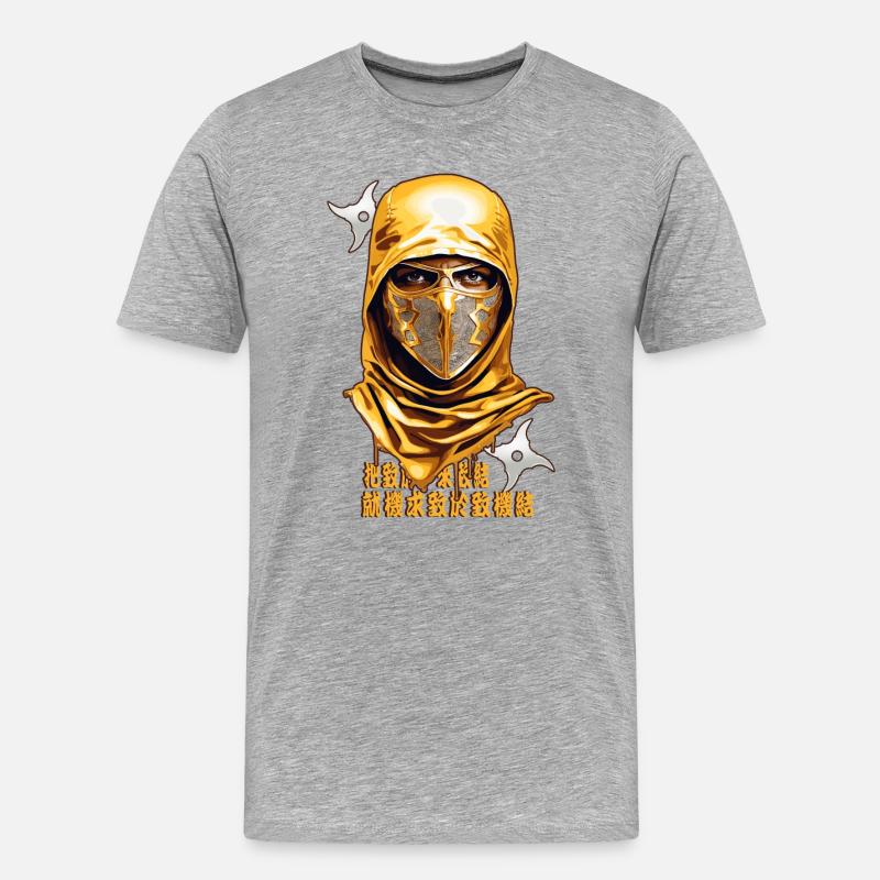 Samurai Krieger - Männer Premium Bio T-Shirt - Grau meliert