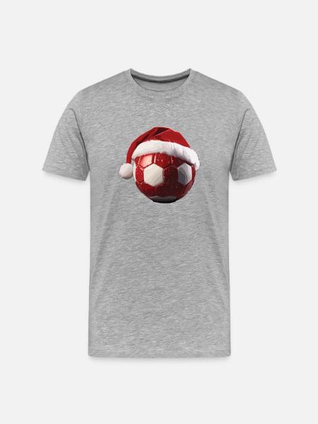 Soccer Christmas Santa Hat Ball - Men's Premium Organic T-Shirt - heather grey