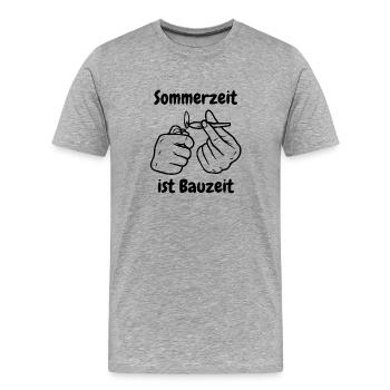 Sommerzeit ist Bauzeit - Männer Premium Bio T-Shirt - Grau meliert - Vorne - Damien (186cm)