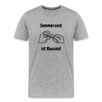 Sommerzeit ist Bauzeit - Männer Premium Bio T-Shirt - Grau meliert - Vorne - Damien (186cm)