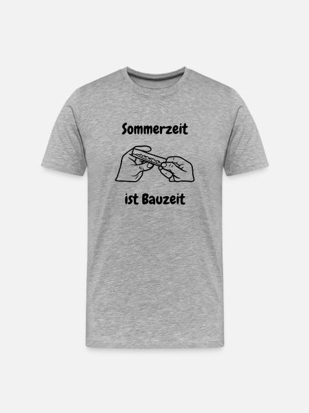 Sommerzeit ist Bauzeit - Männer Premium Bio T-Shirt - Grau meliert