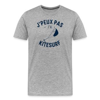 J Peux Pas J Ai KiteSurf - T-shirt bio Premium Homme - gris chiné - Devant - Damien (186cm)
