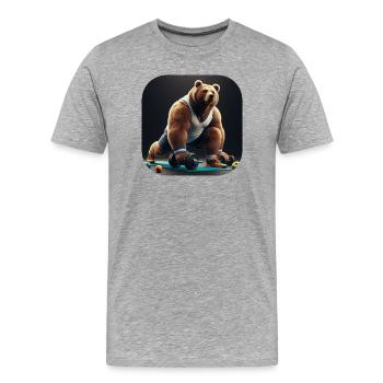 Bär mit Hanteln Fitness Sport - Männer Premium Bio T-Shirt - Grau meliert - Vorne - Damien (186cm)