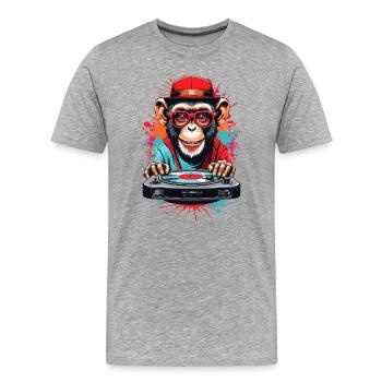 Singe DJ - T-shirt bio Premium Homme - gris chiné - Devant - Damien (186cm)