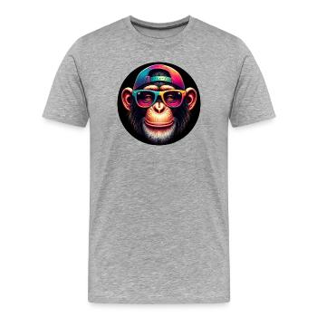 Lustiger Affe mit Cap und Brille - Männer Premium Bio T-Shirt - Grau meliert - Vorne - Damien (186cm)