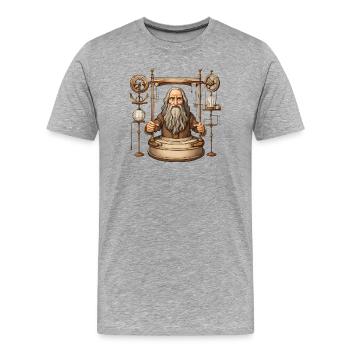 Leonardo da Vinci Erfinder, Erfindung, Genie - Männer Premium Bio T-Shirt - Grau meliert - Vorne - Damien (186cm)