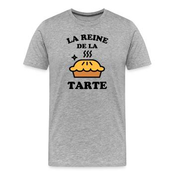 La reine de la tarte 1 - T-shirt bio Premium Homme - gris chiné - Devant - Damien (186cm)