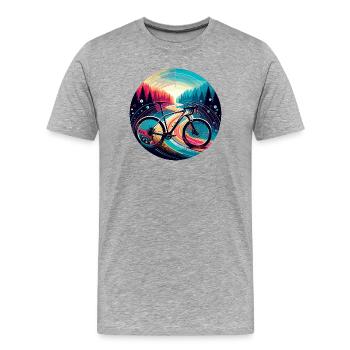 Vélo de gravier Magic Bike - T-shirt bio Premium Homme - gris chiné - Devant - Damien (186cm)