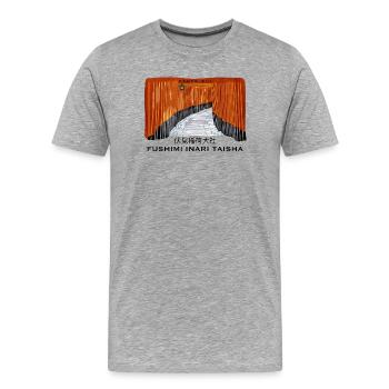 Japan, Kyoto, Fushimi Inari Taisha Torii Drawing - Men's Premium Organic T-Shirt - heather grey - Front - Damien (186cm)