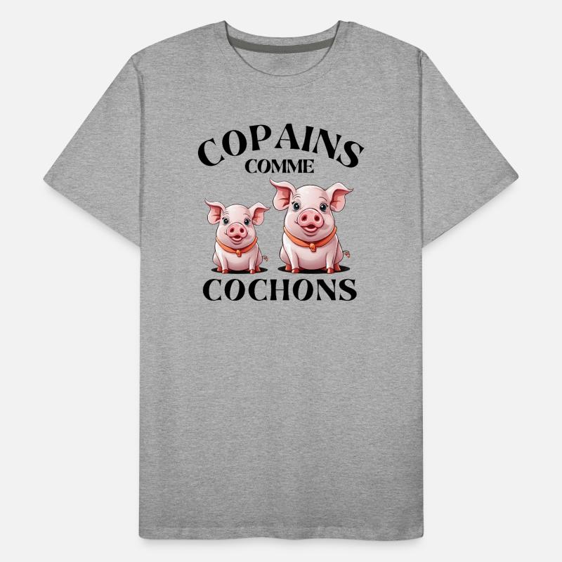 cochon, copains comme cochons, amitié T-shirt bio Premium Homme