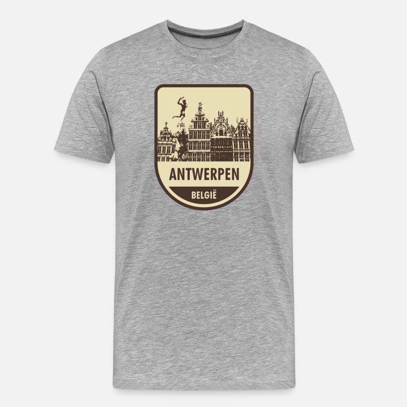 Antwerpen Stadtbild Schild - Männer Premium Bio T-Shirt - Grau meliert