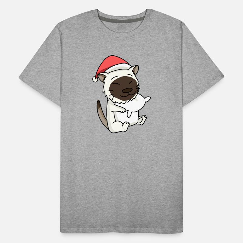 Chat, Mignon, Birman, Chat, Fatigué, Noël T-shirt bio Premium Homme