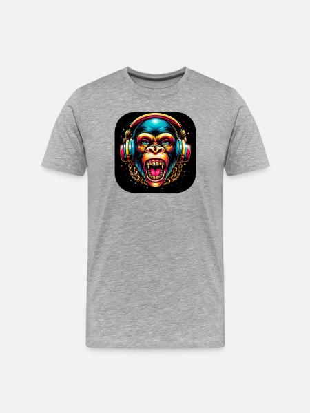 Casque Monkey Teeth - T-shirt bio Premium Homme - gris chiné