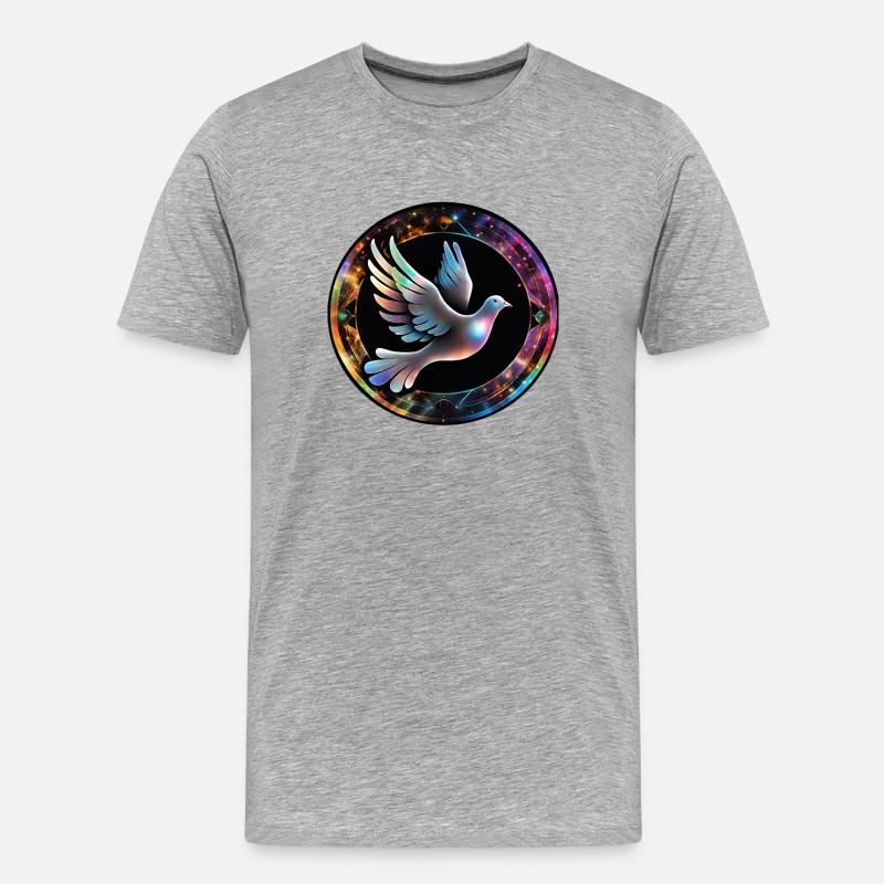 Kosmische Taube im Farbring - Männer Premium Bio T-Shirt - Grau meliert