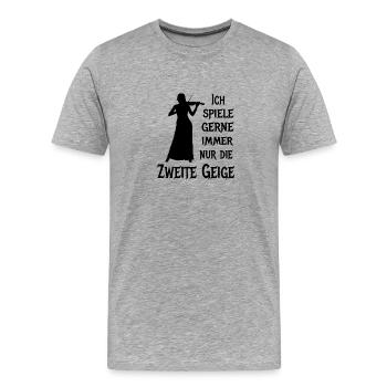 Zweite Geige Violine Klassik Orchester Musiker - Männer Premium Bio T-Shirt - Grau meliert - Vorne - Damien (186cm)