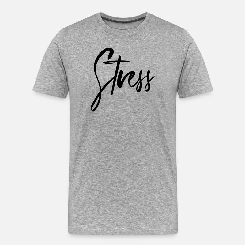 Stress - Männer Premium Bio T-Shirt - Grau meliert