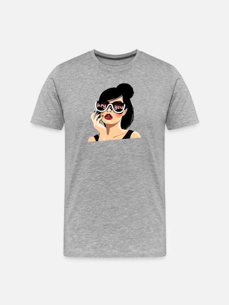 Sunglasses Style"Hey You" Illustration - Men's Premium Organic T-Shirt - heather grey