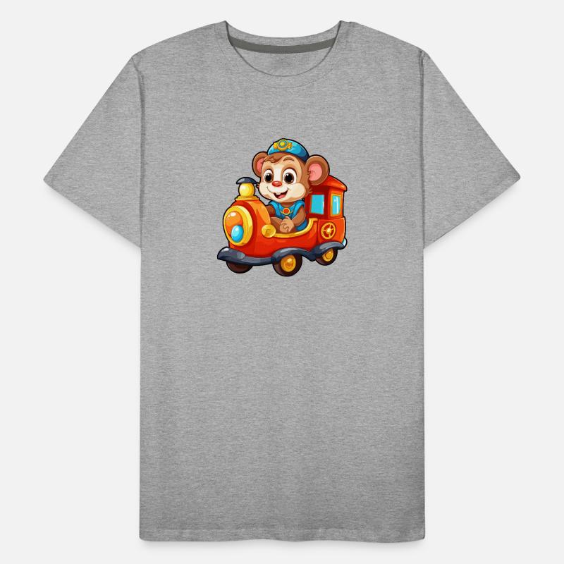 Chemin de fer des singes Chimpanzé Monkey Rides Railroad T-shirt bio Premium Homme