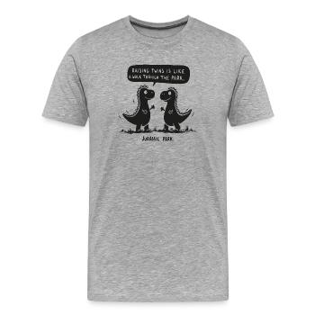 Raising Twins – Funny Saying Twin Parents - Men's Premium Organic T-Shirt - heather grey - Front - Damien (186cm)