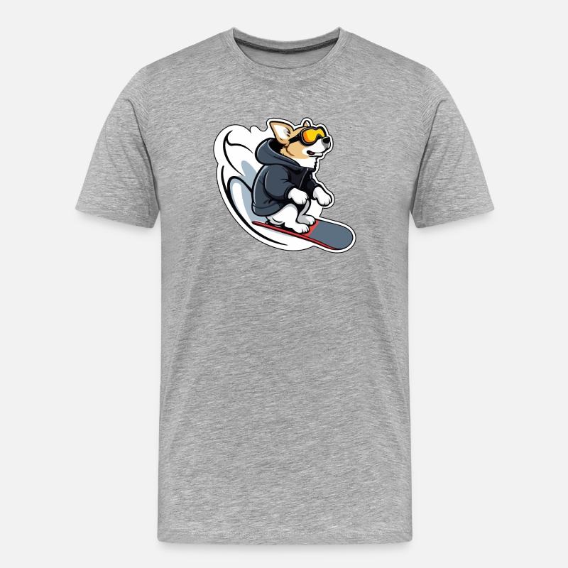 Snowboard Hund - Männer Premium Bio T-Shirt - Grau meliert