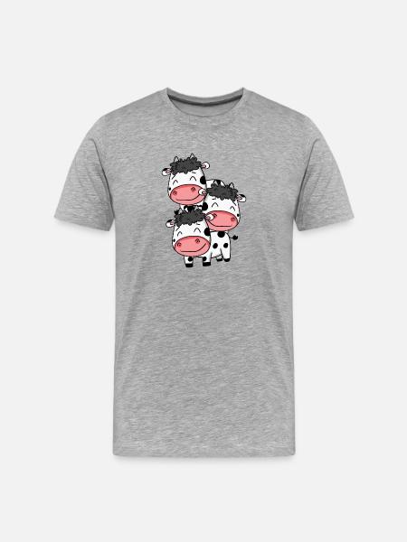 Cute Cows - Cow Motif - Men's Premium Organic T-Shirt - heather grey