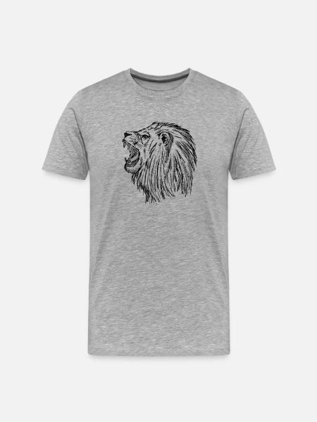 roaring lion - black - Men's Premium Organic T-Shirt - heather grey