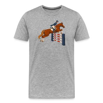 Pferd, Reiter, Reiten - Männer Premium Bio T-Shirt - Grau meliert - Vorne - Damien (186cm)
