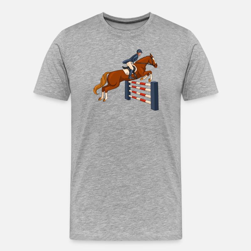 Pferd, Reiter, Reiten - Männer Premium Bio T-Shirt - Grau meliert