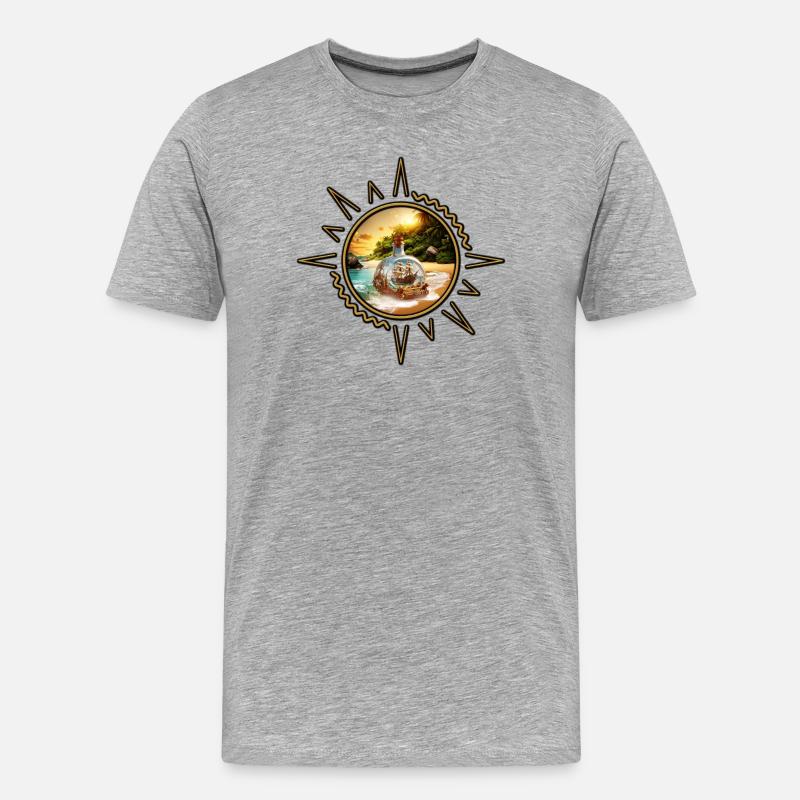 Einzigartige und überraschende Flasche mit Boot - Männer Premium Bio T-Shirt - Grau meliert