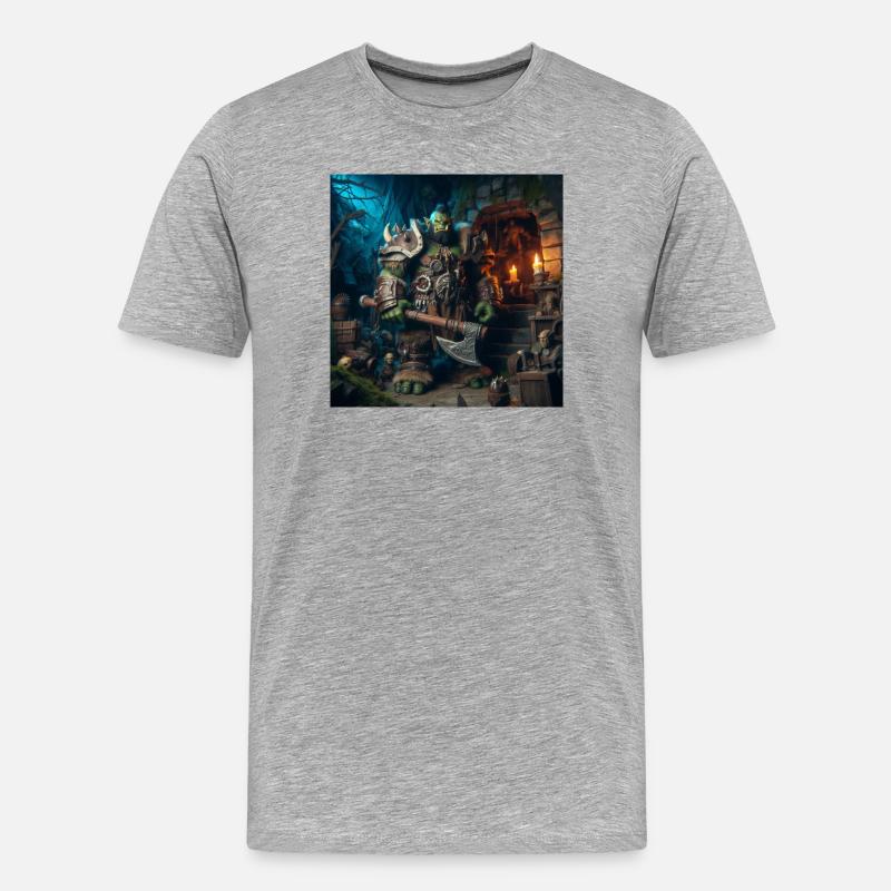 Orc Design 2 - Männer Premium Bio T-Shirt - Grau meliert