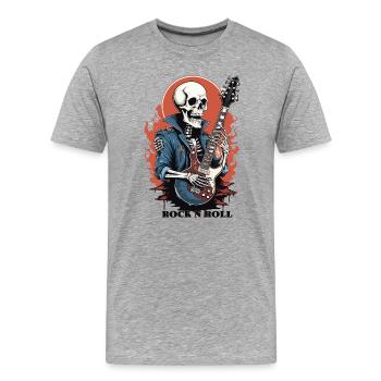 Squelette Rock 'n' Roll - T-shirt bio Premium Homme - gris chiné - Devant - Damien (186cm)