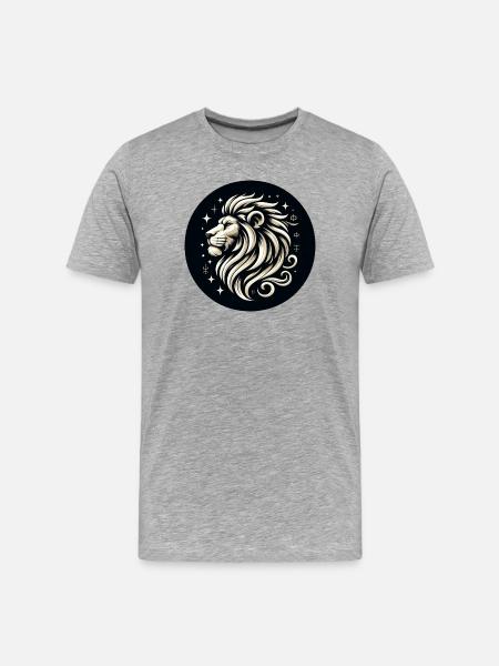 Lion Head Stars Drawn - Men's Premium Organic T-Shirt - heather grey
