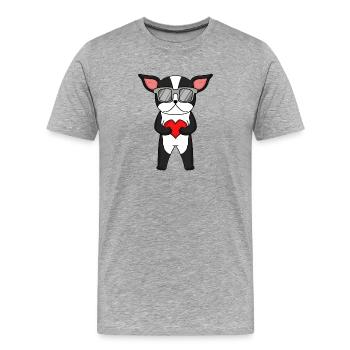 Dog with heart and glasses - Men's Premium Organic T-Shirt - heather grey - Front - Damien (186cm)