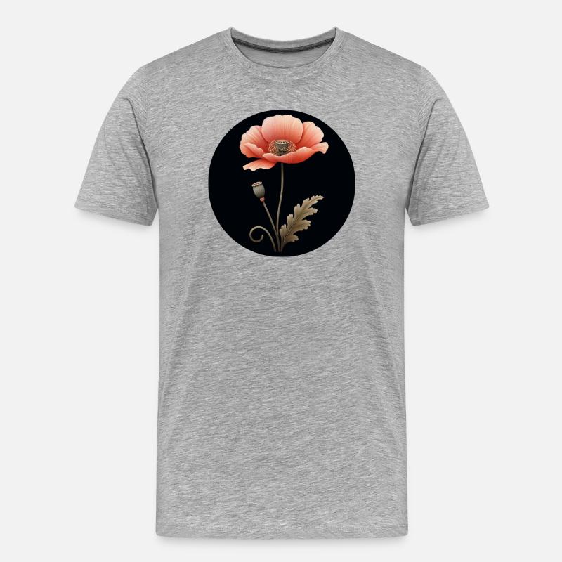 Mohnblume Mohn Blume rot orange - Männer Premium Bio T-Shirt - Grau meliert