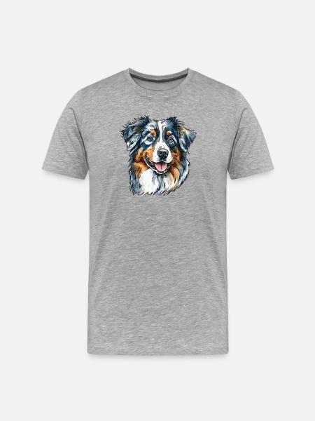 Australian Shepherd Portrait - Men's Premium Organic T-Shirt - heather grey