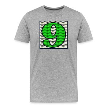 9e anniversaire d’hiver - NUMÉRO NEUF - T-shirt bio Premium Homme - gris chiné - Devant - Damien (186cm)