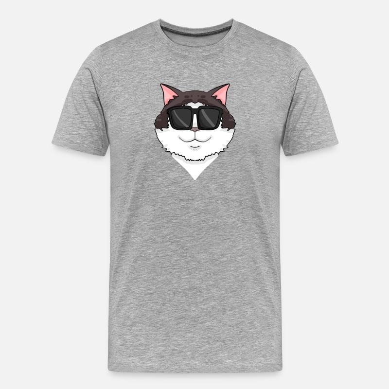 Ragdoll Katze mit Brille - coole Katze - Männer Premium Bio T-Shirt - Grau meliert