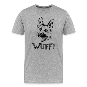 wuff schäferhund Hunde symbol icon lustige sprüche - Männer Premium Bio T-Shirt - Grau meliert - Vorne - Damien (186cm)